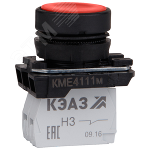 Кнопка КМЕ4111м-красный-1но+1нз-цилиндр-IP40-