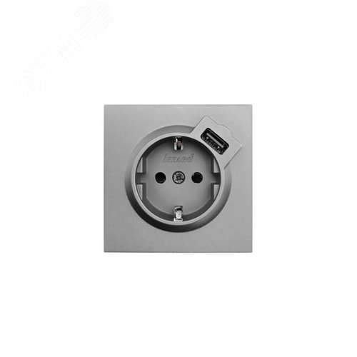 ZIMA Розетка с заземлением (16 А) + USB ,механизм, серый матовый Lezard 704-7488-181