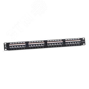 Патч-панель 19' (1U), 24 порта RJ-45, категория 5e, Dual IDC, угол портов 45 градусов