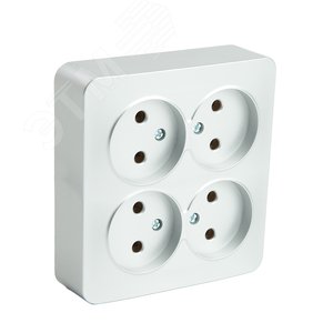 Розетка четырехместная квадратная б/з 250В 10А серия София серебро STEKKER