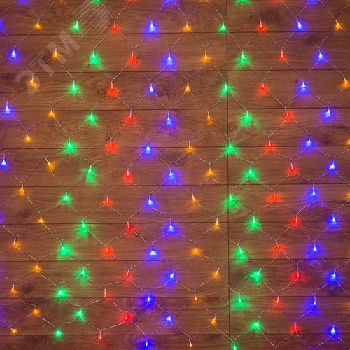 Гирлянда Сеть 1х1,5 м, прозрачный ПВХ, 96 LED мультиколор
