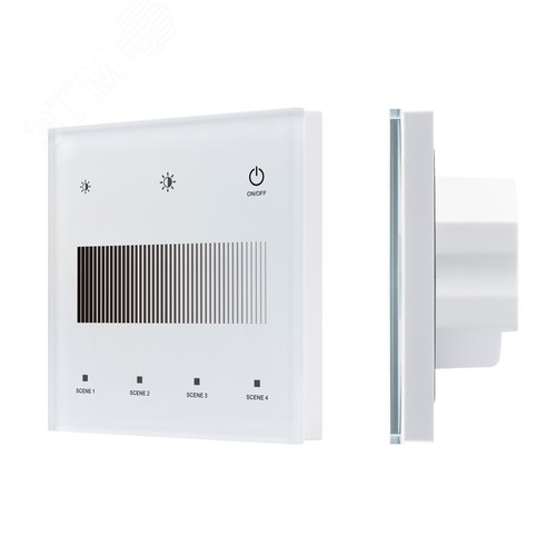 Панель сенсорная INTELLIGENT SMART-DALI-301-11-1G-4SC-DIM-IN White BUS/24V, Touch, 2.4G IARL, IP20, стекло, 5 лет