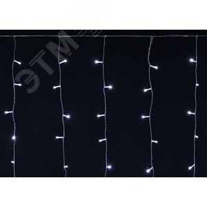 LIGHTING Гирлянда занавес 2х2м 240 светодиодов белый свет IP44 прозрачный шнур 3м 230В транзит IEK