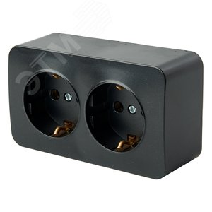 Розетка двухместная с/з 250В 10А серия София черный матовый STEKKER