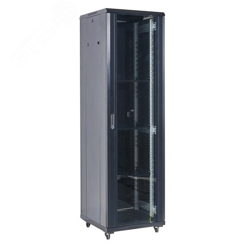 Шкаф напольный телекоммуникационный разборный 37U 600x600x1832мм дверь стекло черный (RAL 9005)