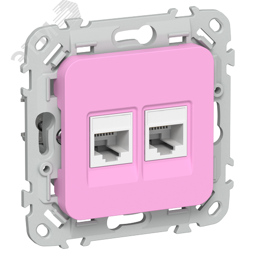 FLITE Розетка 2-местная RJ45/RJ11 категория 5Е/3 UTP РКТ5е/3-2-0-ФлПр пурпурный IEK