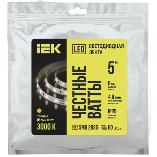 Лента светодиодная 5 м LSR-2835WW60-4,8-IP20-12В
