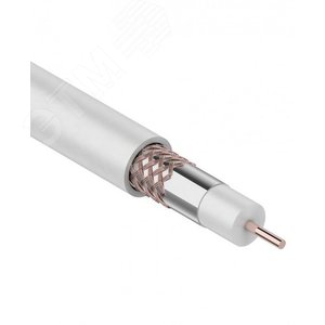 Кабель коаксиальный RG-6U, 75 Ом, Cu/Al/Cu, 64%, IN, белый, 305 м