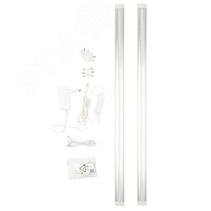 Светильники светодиодные для мебели UЛм-F45-2x6W/4500K IP20 SILVER набор из 2-х шт Механический выключатель 600х25х8мм 2х500Лм