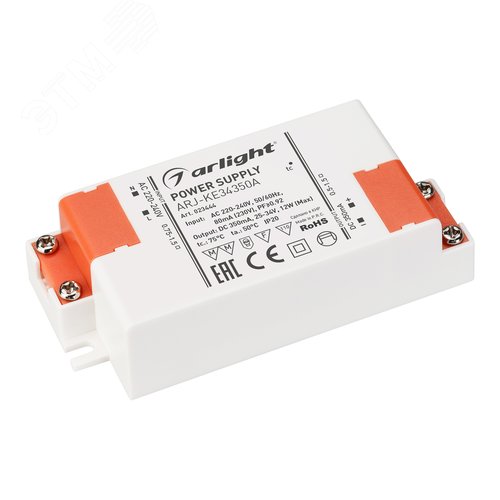 Блок питания ARJ-KE34350A (12W, 350mA, PFC) (ARL, IP20 Пластик, 5 лет)