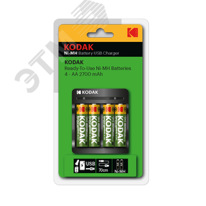 Зарядное устройство для аккумуляторов USB Overnight charger with 4 x AA 2700 mAh [K4AA/AAA] (6/48/1008)