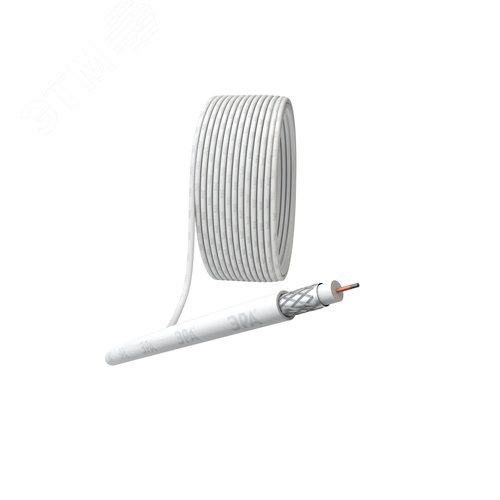 Кабель коаксиальный RG-6U 75 Ом CCS,  оплётка Al 32% PVC белый 100м ЭРА SIMPLE RL-32-PVC100