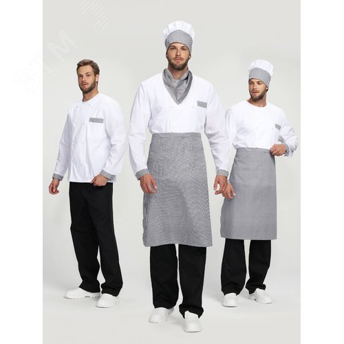 Костюм повара Шефирон (тк.Смесовая,120), белый/черный/принт-клетка 48-50/ 182-188