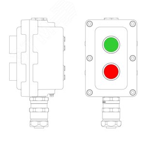 Пост управления взрывонепроницаемый из алюминия LCSD-02-B-MB-P1G(11)x1-P1R(11)x1-PBMB-KAEPM2MHK-20