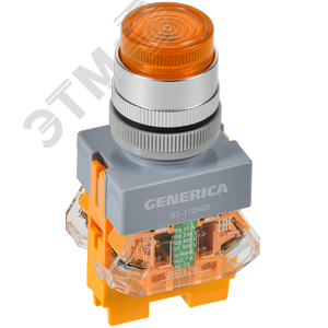 Кнопка D7-11DNZS d=22мм 1з+1р с подсв. и фикс. жел. GENERICA