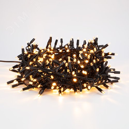 Гирлянда Кластер 10 м, 400 LED, черный каучук, IP67, соединяемая, свечение тёплый белый