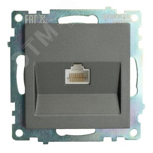 Розетка компьютерная одноместная (механизм) RJ-45 серия Катрин графит STEKKER