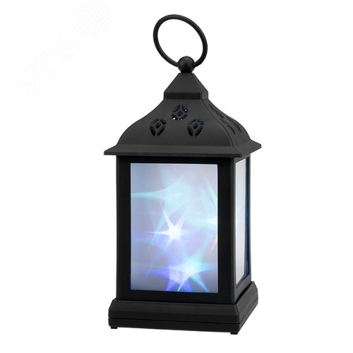 Фонарь декоративный 11х11х22,5 см, черный корпус, свечение RGB с эффектом мерцания