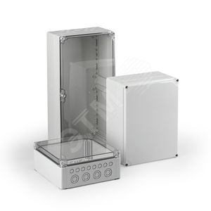 Cubo O 300X300X132 мм, метрические выбивные отверстие, серая крышка, PC, IP 66/67