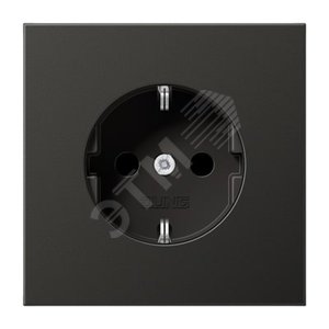 Штепсельная розетка SCHUKO одинарная, с заземлением, без шторок, 16A, 250В  (механизм + накладка, без рамки). Серия LS990  Материал- металл  антрацит