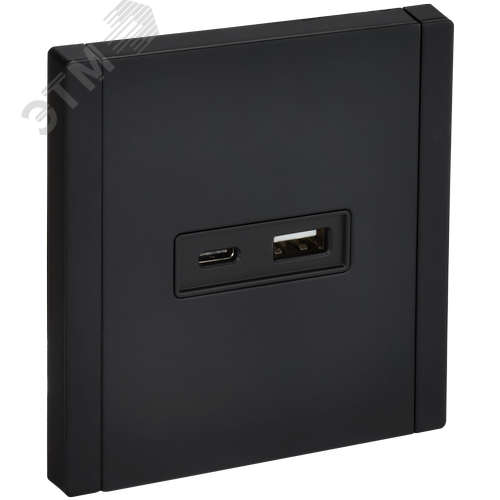 FORTE&PIANO Розетка USB A+C 18Вт FP151M металл черный IEK