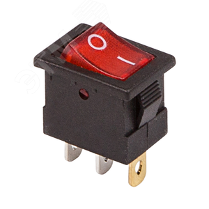 Выключатель клавишный 12V 15А (3с) ON-OFF красный с подсветкой Mini