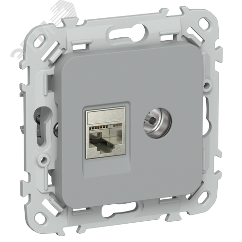 FLITE Розетка 2-местная RJ45/TV категория 5Е STP РКТВ5е-2-1-ФлС серый IEK