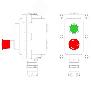 Пост управления взрывонепроницаемый из алюминия LCSD-02-B-MC-P1G(11)x1-P6E(11)x1-PCMB-KAEPM3MHK-20