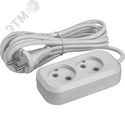Удлинитель бытовой OPE-S-02-200-X-2x1 без заземления 2 розетки 2м ПВС 2х1 2200 Вт ОНЛАЙТ