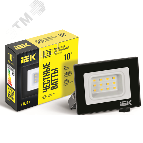 Прожектор СДО 06-10 светодиодный черный IP65 4000K IEK
