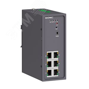 Промышленный управляемый коммутатор, 6х10/100Base-T(X) портов RJ45, консольный порт Mini USB, 24-48В DC (18-72В DC), с резервированием