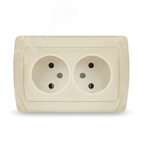 Маргарита розетка двухместная  б/з, с/у, 16А, 220В, сл.кость (ivory) (еврослот)