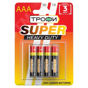 Батарейка Трофи R03-4BL SUPER HEAVY DUTY Zinc (40/960/46080)