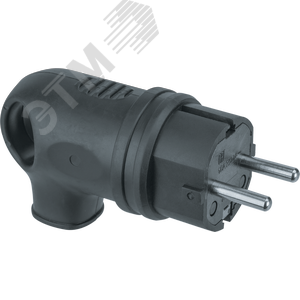 Вилка Navigator 61 367 NCA-PLR01-16A-E-IP44-BL угловая с заземлением каучук черная