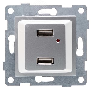 Розетка USB Ugra, механизм, серебро