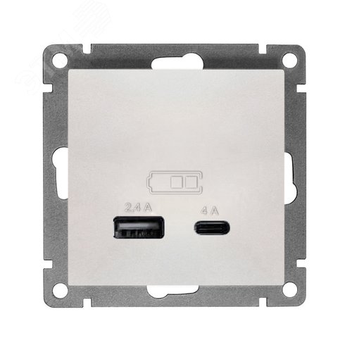 Розетка USB Афина A+С 2.4/4А, механизм  с/у, жемчуг (еврослот)