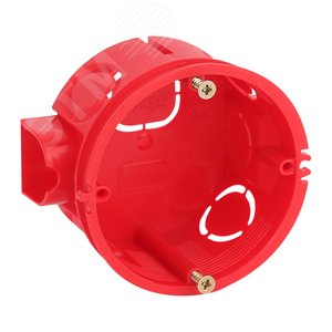 Коробка установочная KUTS-68-42-s-red усиленная для твердых стен с саморезами, стыковочные узлы красная IP20