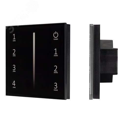 Панель SMART-P34-DIM-IN Black 230V, 0-10V, Sens, 2.4G ARL, IP20 пластик, 5 лет