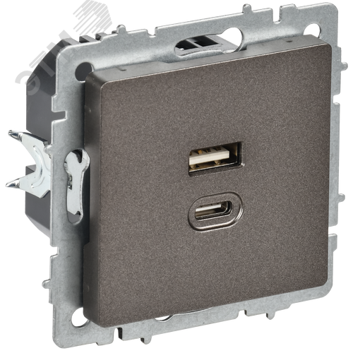 BRITE Розетка USB A+C 45Вт высокоскоростная зарядка РЮ11-2-БрТБ темная бронза IEK
