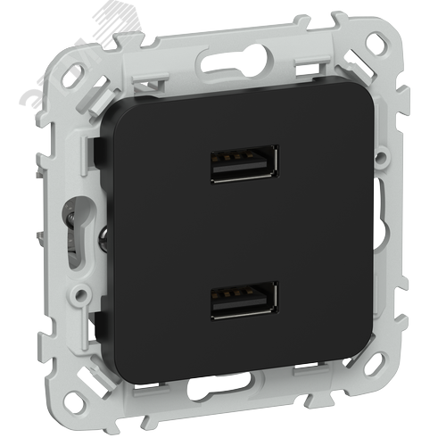 FLITE Розетка USB A+A 3,1А РЮ-2-ФлЧ черный IEK
