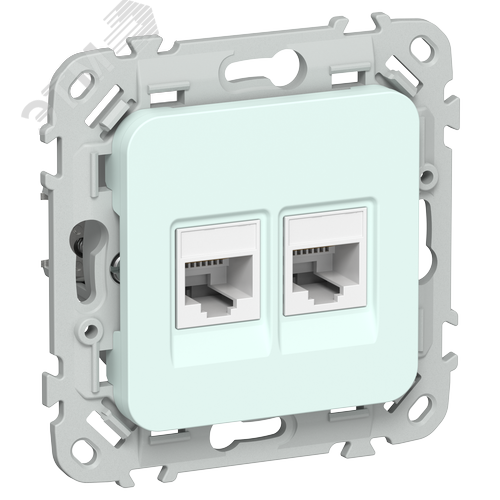 FLITE Розетка 2-местная компьютерная RJ45 категория 5Е UTP РК5е-2-0-ФлХЛ холодный лед IEK