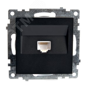 Розетка компьютерная 1-местная RJ-45, серия Катрин, черный,