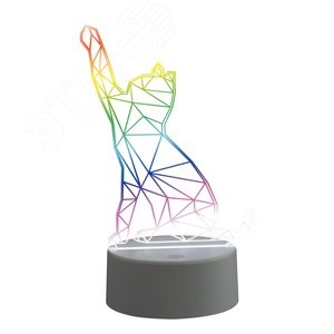 Светильник декоративный с эффектом 3D Кошка на батарейках 3AAA не в/к 1 светодиод RGB свет USB кабель в/к ULI-M501 RGB/3AAA CATTY/WHITE