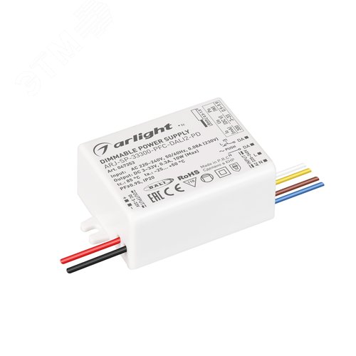 Блок питания ARJ-SP-33300-PFC-DALI2-PD (10W, 3-33V, 300mA) (IP20 Пластик, 5 лет)