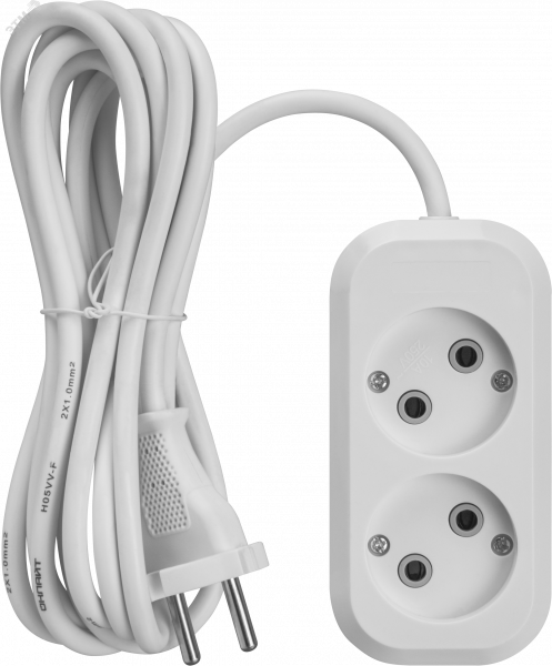 Удлинитель бытовой OPE-S-02-300-X-2x1 без заземления 2 розетки 3м ПВС 2х1 2200 Вт ОНЛАЙТ