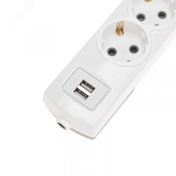 Колодка PREMIUM 3 гнезда, с/з, 2 USB, белый