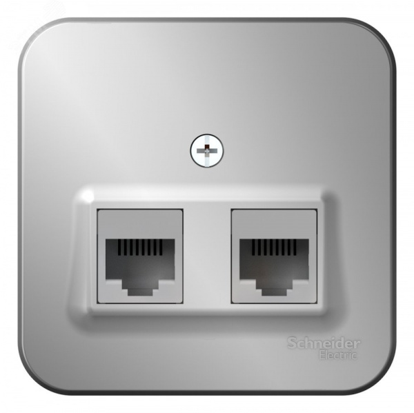 Розетка BLANCA наружная двойная компьютерная RJ45+телефонная RJ11, кат.5e, с изолирующей пластиной, алюминий