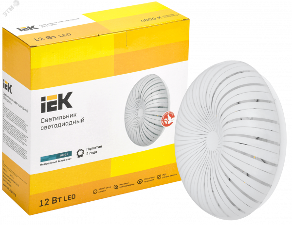 Светильник светодиодный ДПБ 2006 12Вт IP20 4000К круг белый IEK