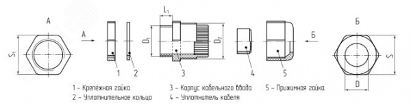Ввод кабельный пластиковый PG 9 (4-8 мм)