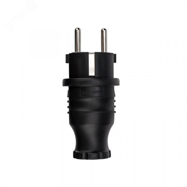 Вилка прямая каучуковая 16А/250В IP44 с/з черная
